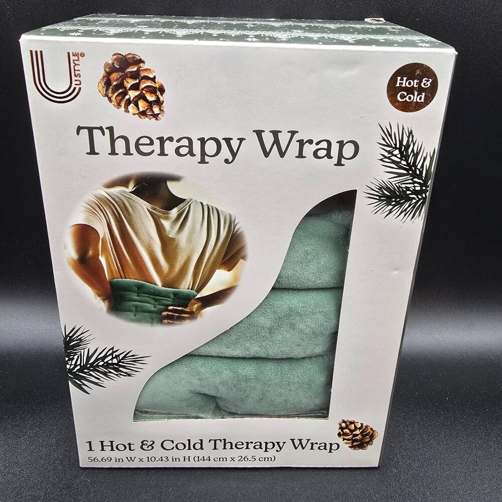 U Style Hot & Cold Therapy Wrap – Neck/Shoulder/Back – Grey/Seafoam Green– NIB